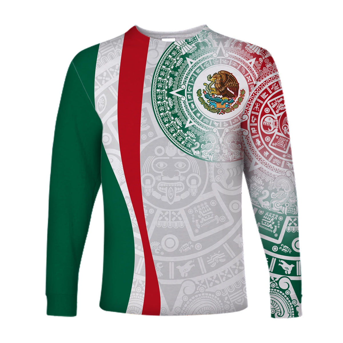 Custom Personalised Mexico Long Sleeve Shirt Mexican Eagles Aztec Pattern LT13 - Wonder Print Shop