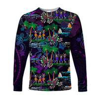 Custom Personalised Hawaii Skeleton Dancing Long Sleeve Shirt Halloween Hawaiian Turtle LT13 - Wonder Print Shop