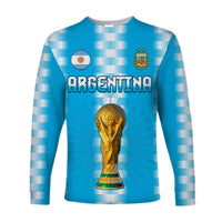 (Custom Text and Number) Argentina Football Champions Long Sleeve Shirt La Albiceleste GOAT LT13 - Wonder Print Shop