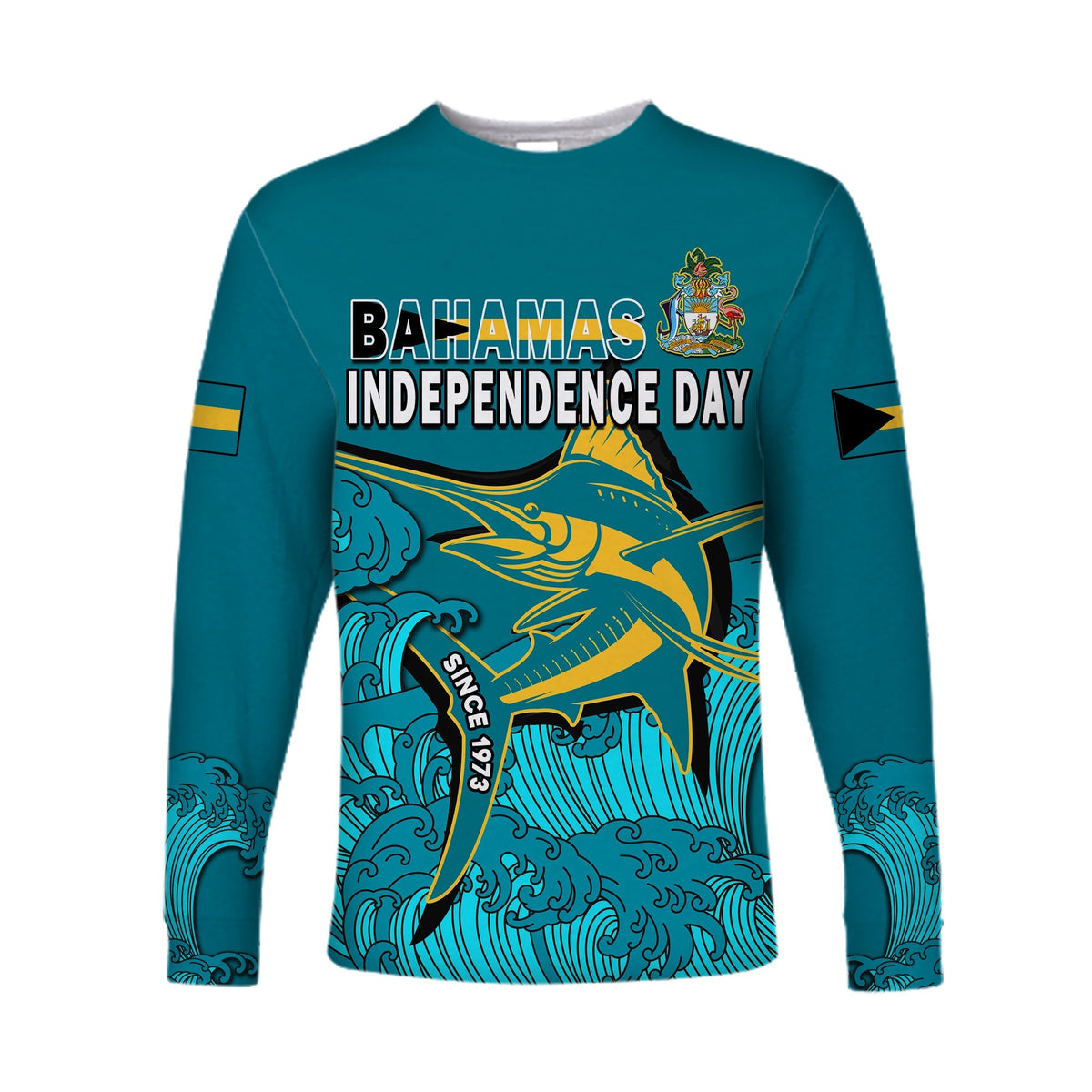 Bahamas Independence Day Long Sleeve Shirt Blue Marlin Since 1973 Style - Wonder Print Shop