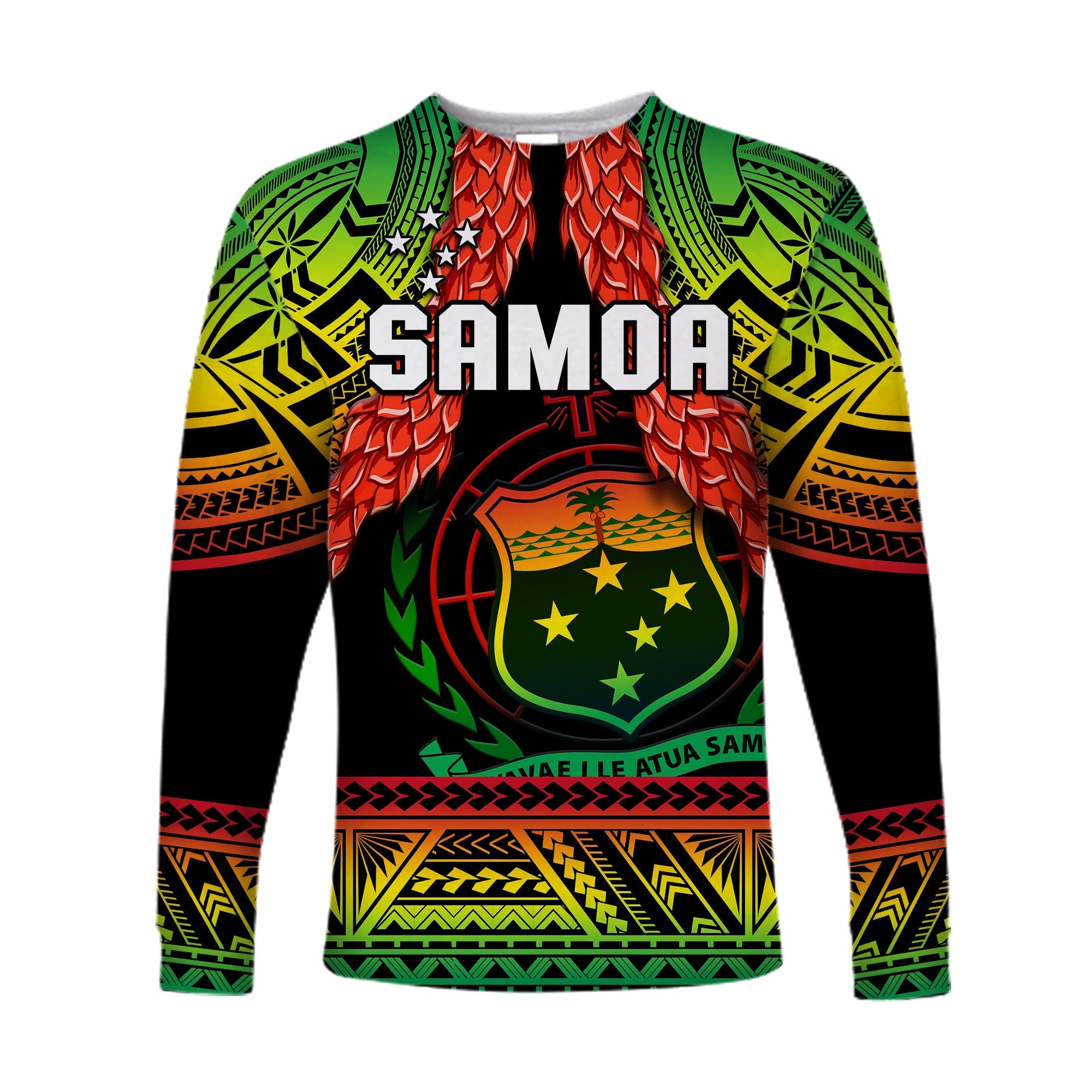 Samoa Rugby Long Sleeve Shirt Teuila Torch Ginger Gradient Style - Wonder Print Shop