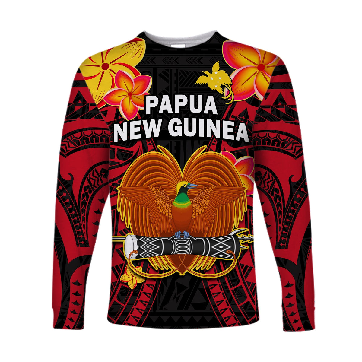 Custom Personalised Papua New Guinea Long Sleeve Shirt PNG Bird Of Paradise Polynesian Pattern - Wonder Print Shop