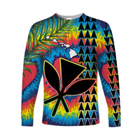 (Custom Personalised) Hawaii Rainbow Tie Dye Long Sleeve Shirt Flowers Polynesian Hawaiian Tribal LT13 - Wonder Print Shop