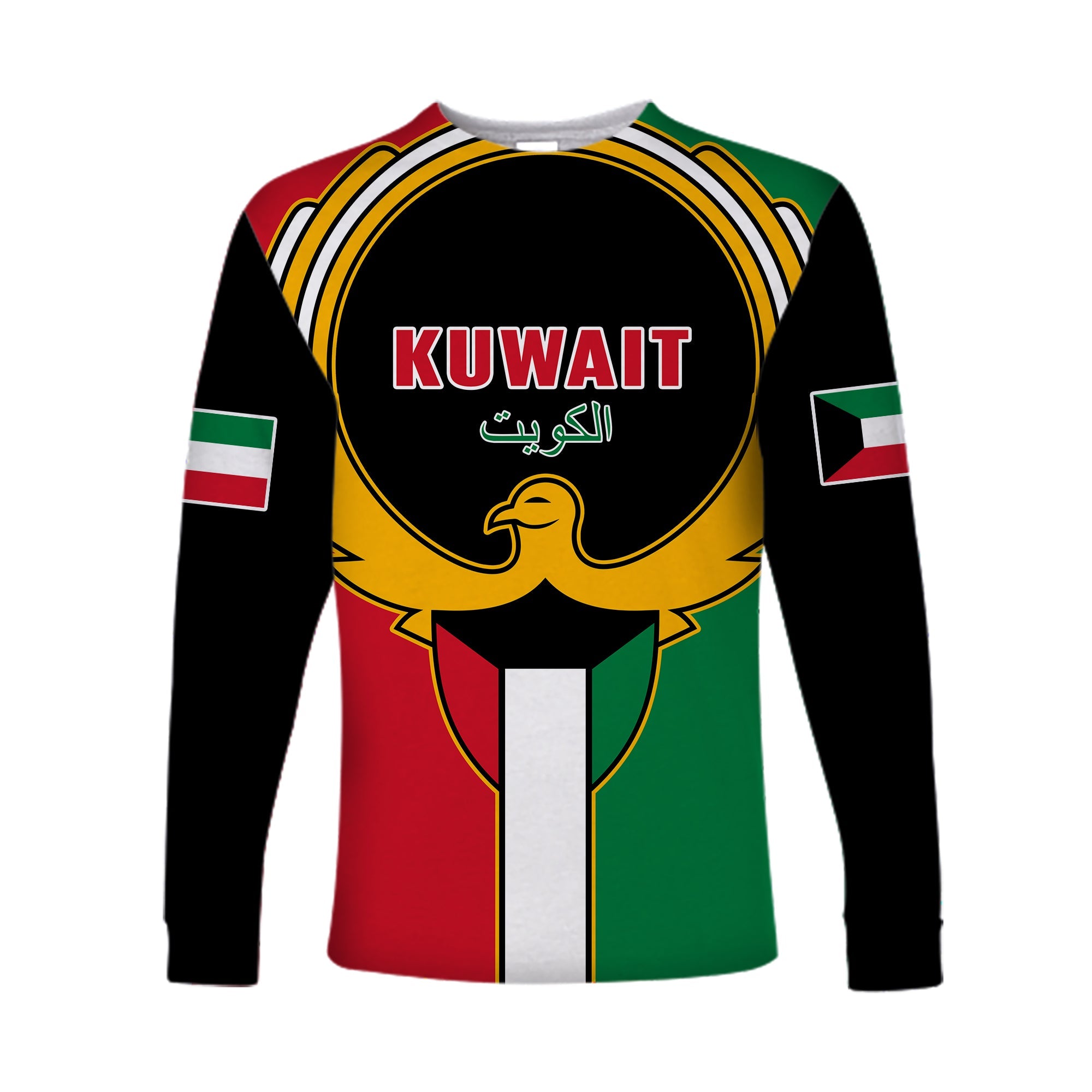 custom-personalised-kuwait-long-sleeve-shirt-happy-independence-day-with-coat-of-arms