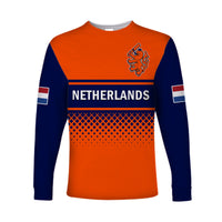 (Custom Text And Number) Netherlands Cricket Long Sleeve Shirt ODI Simple Orange Style - Wonder Print Shop