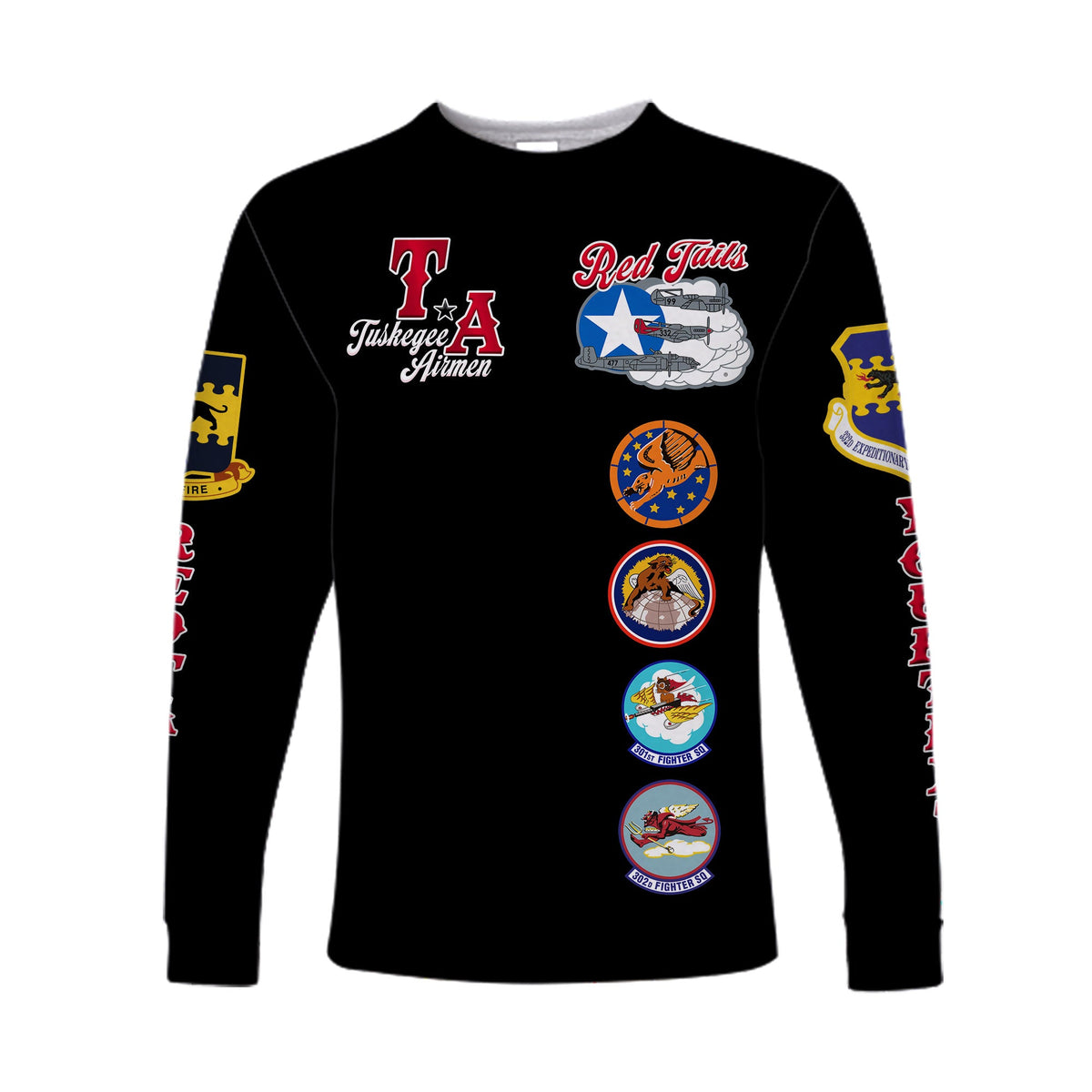 (Custom Personalised) Tuskegee Airmen Long Sleeve Shirt Red Tail Angels American Heros - Wonder Print Shop