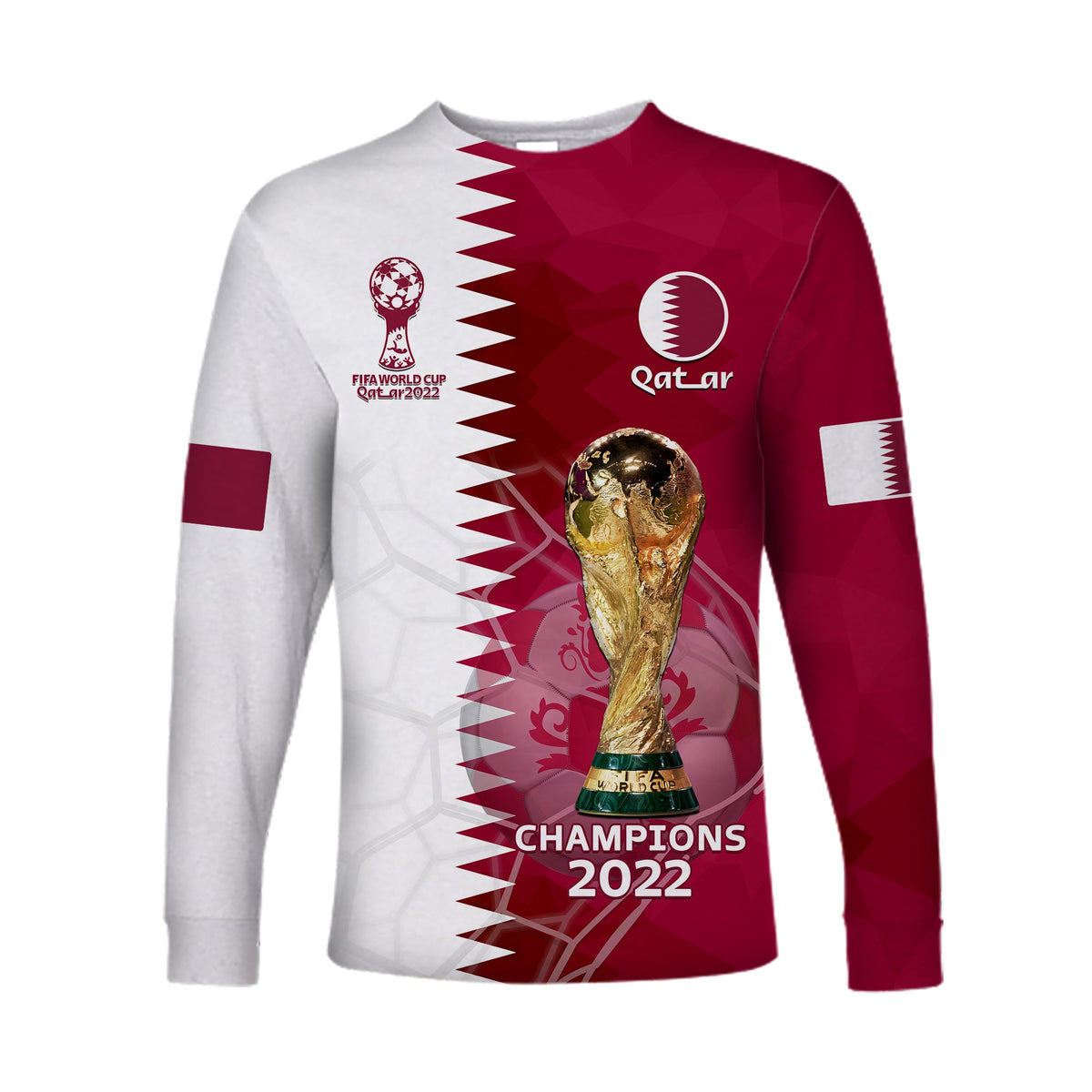 Qatar Football Long Sleeve Shirt Annabi Champions Proud WC 2022 - Wonder Print Shop
