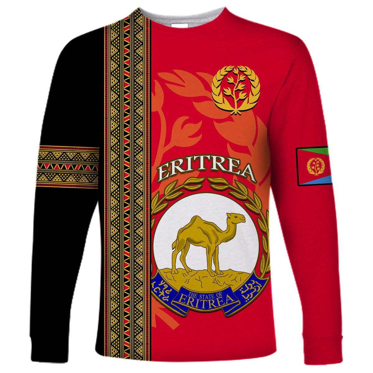 Eritrea Long Sleeve Shirt African Pattern Happy Independence Day Version Black - Wonder Print Shop