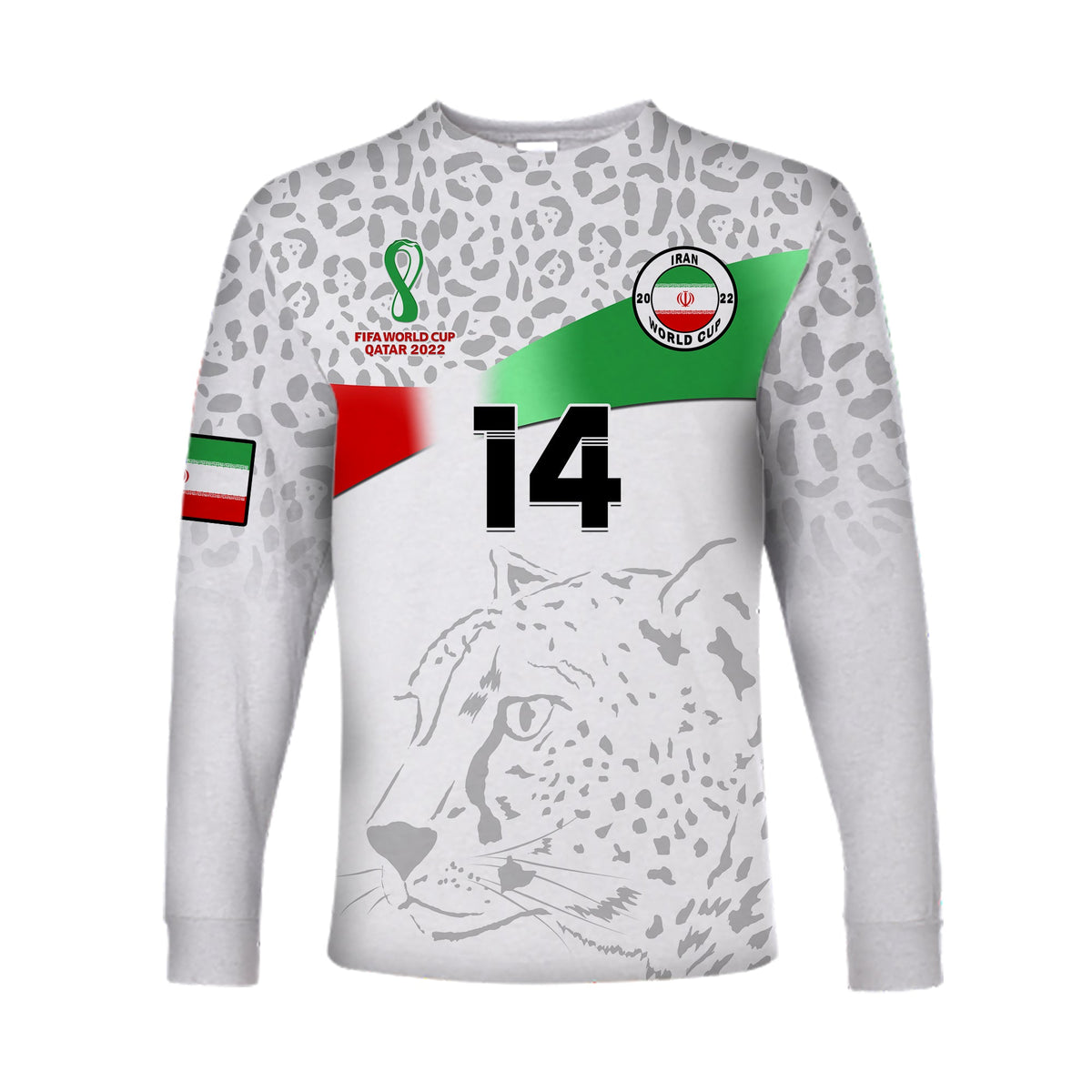 (Custom Text And Number) Iran Football Long Sleeve Shirt Team Melli World Cup 2022 - Wonder Print Shop