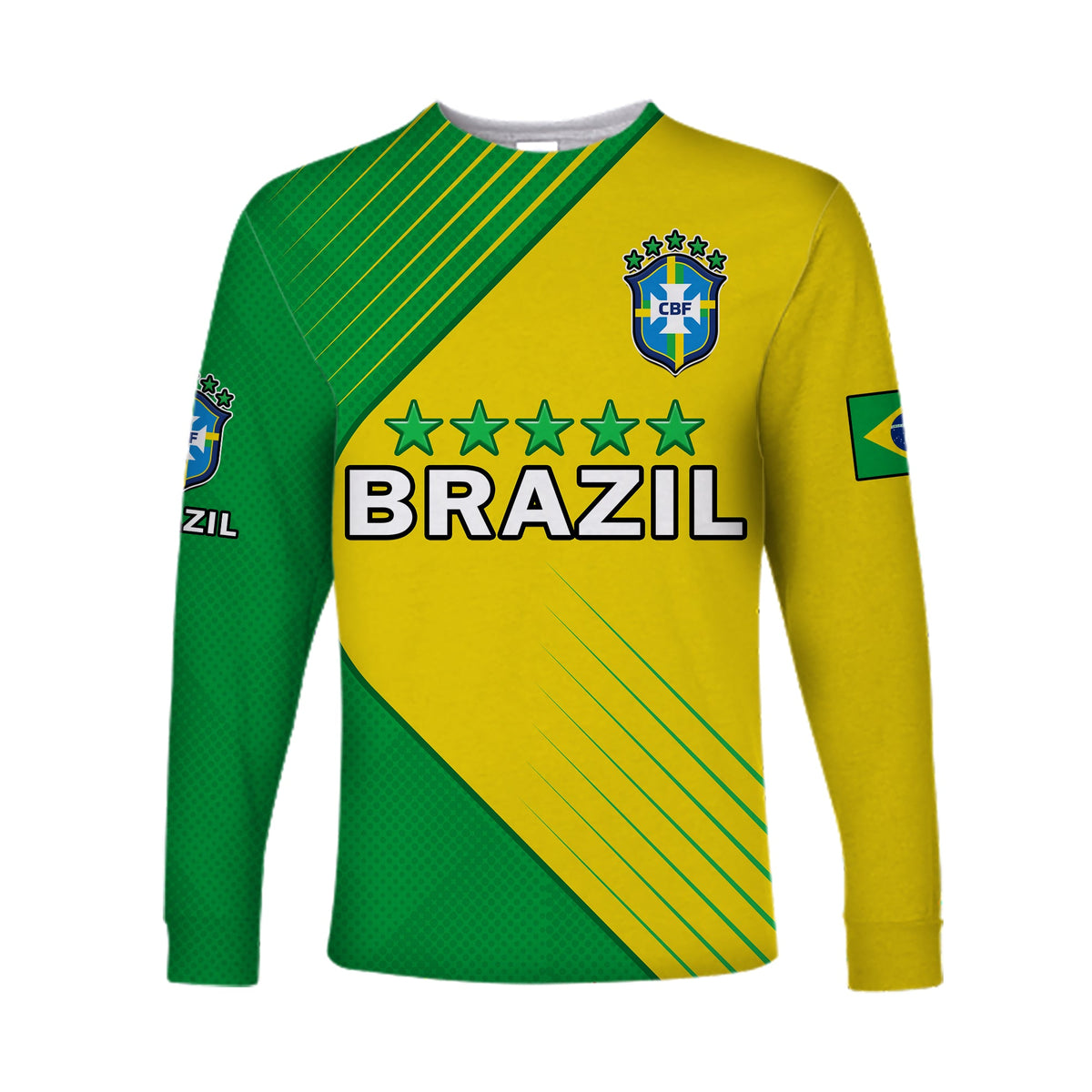 Brazil Football Long Sleeve Shirt Brasil Map Come On Canarinho Sporty Style - Wonder Print Shop