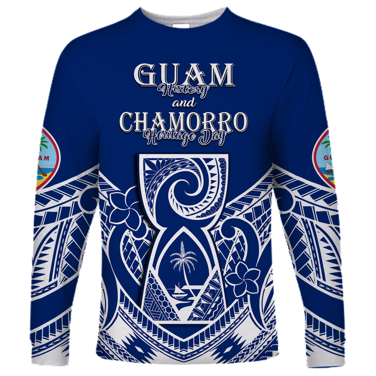 (Custom Personalised) Guam History and Chamorro Heritage Day Long Sleeve Shirt Latte Stone Polynesian - Wonder Print Shop
