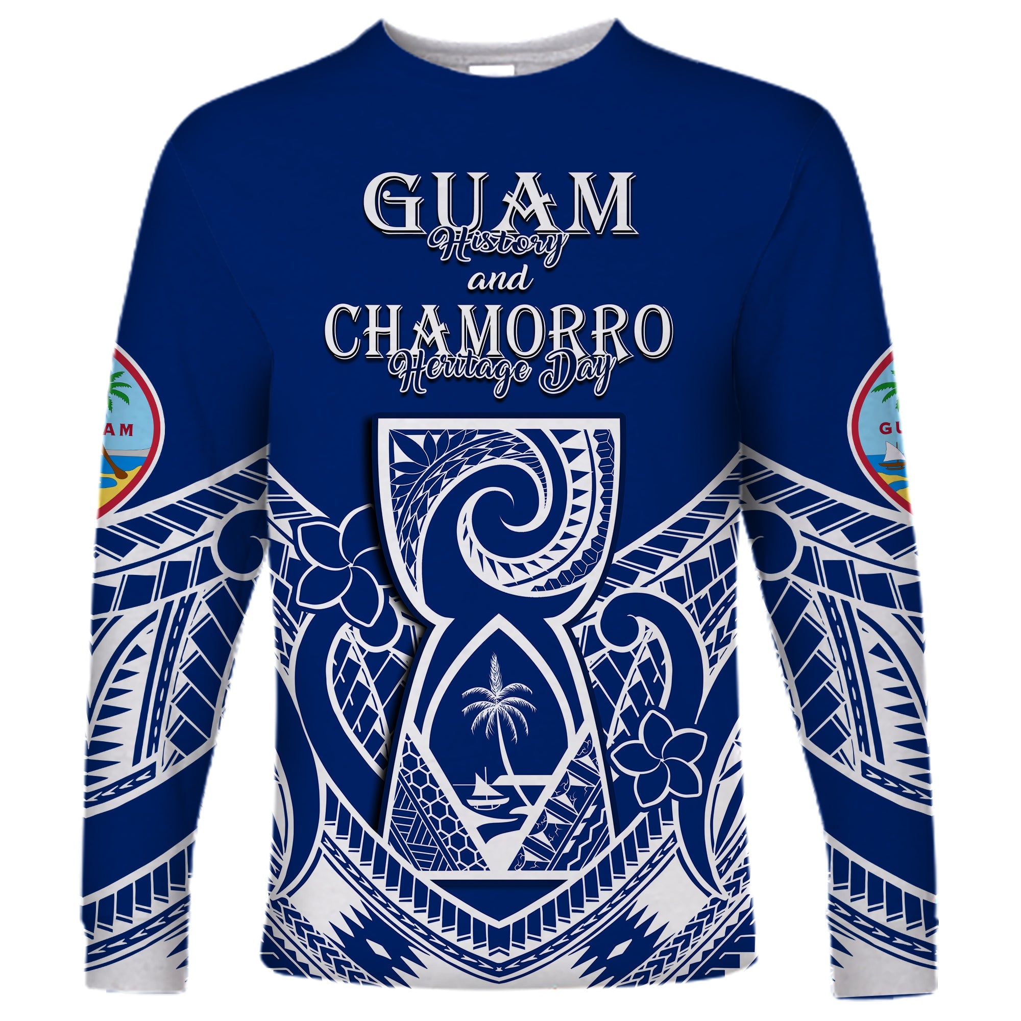 (Custom Personalised) Guam History and Chamorro Heritage Day Long Sleeve Shirt Latte Stone Polynesian - Wonder Print Shop