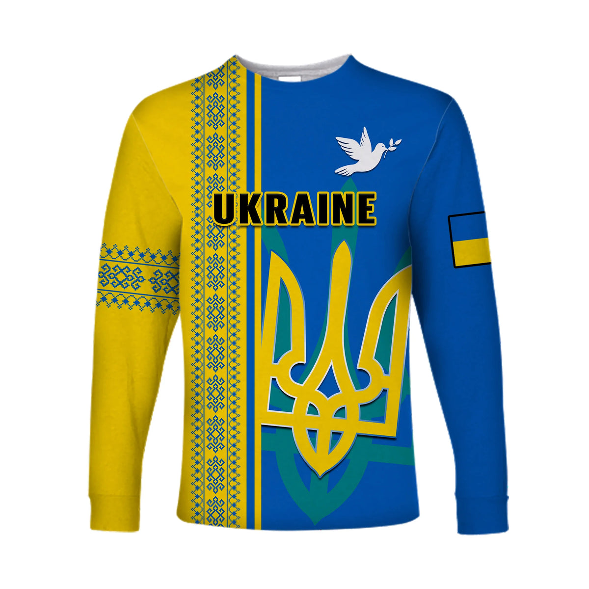 Ukraine Unity Day Long Sleeve Shirt Folk Ukrainian Coat Of Arms - Wonder Print Shop