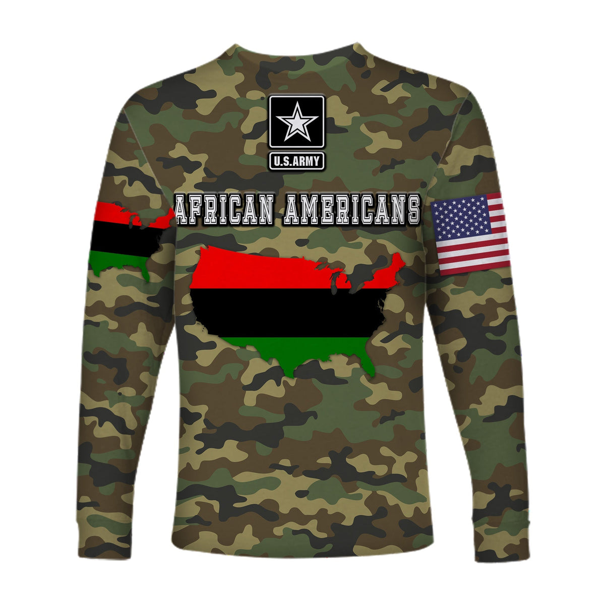 Military of African Americans Long Sleeve Shirt Flag Simple Style LT8 - Wonder Print Shop