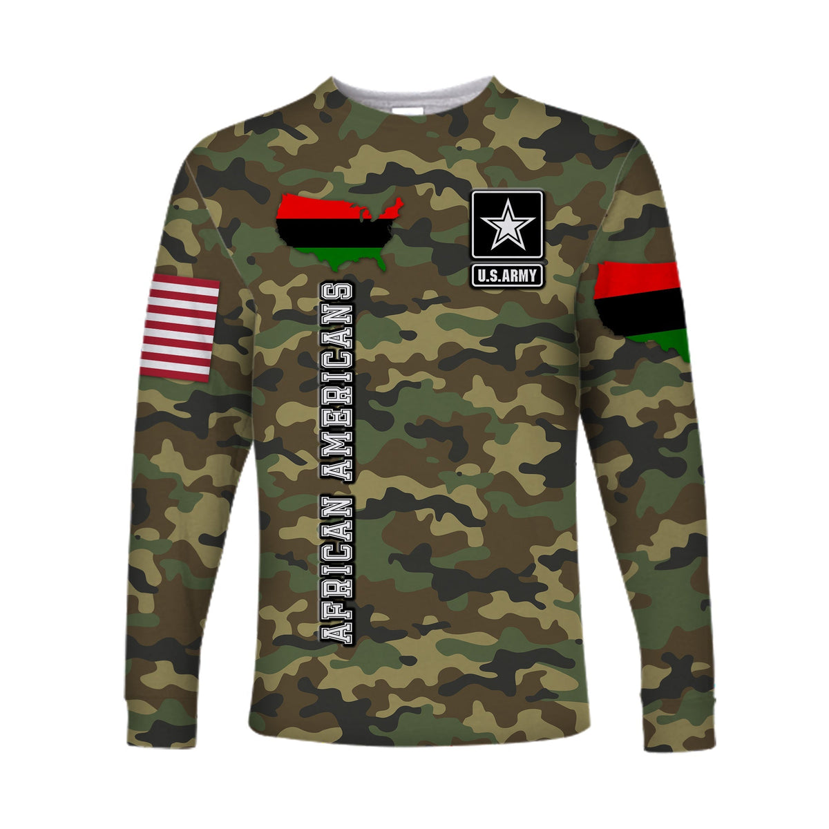 Military of African Americans Long Sleeve Shirt Flag Simple Style LT8 - Wonder Print Shop