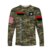 (Custom Personalised) Military of African Americans Long Sleeve Shirt Flag Simple Style LT8 - Wonder Print Shop