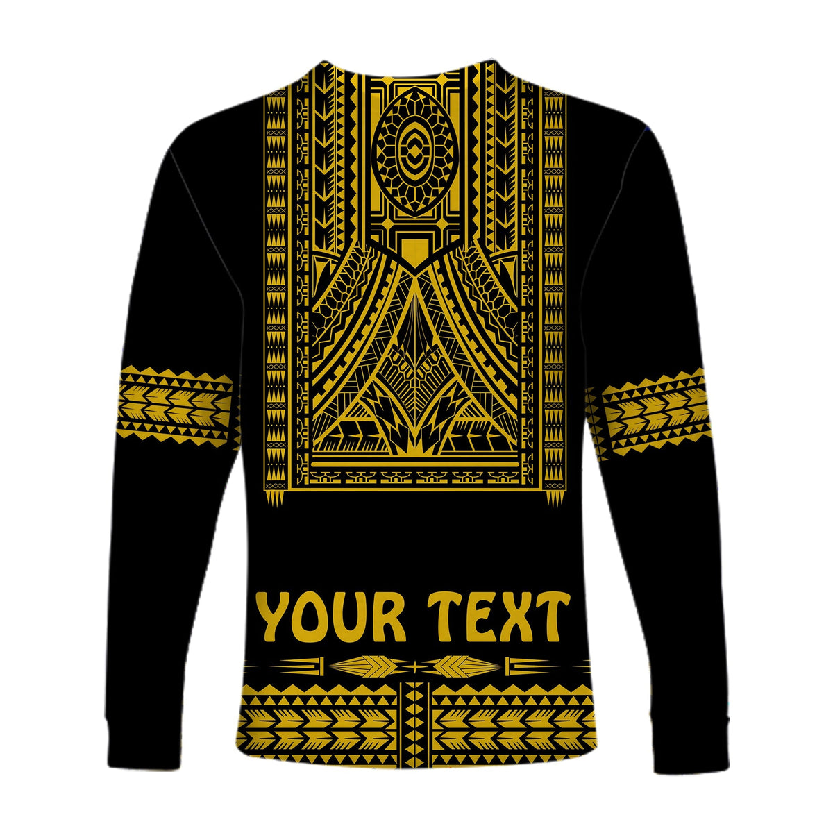 Custom Personalised Polynesian Long Sleeve Shirt Dashiki With Polynesian Tattoo Royal Golden Version - Wonder Print Shop