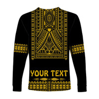 Custom Personalised Polynesian Long Sleeve Shirt Dashiki With Polynesian Tattoo Royal Golden Version - Wonder Print Shop