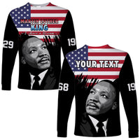 (Custom Personalised) United States Long Sleeve Shirt United States Happy MLK Day Flag Grunge Style - Wonder Print Shop