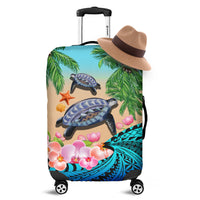 Polynesian Turtle Coconut Tree And Orchids Luggage Cover - Wonder Print Shop