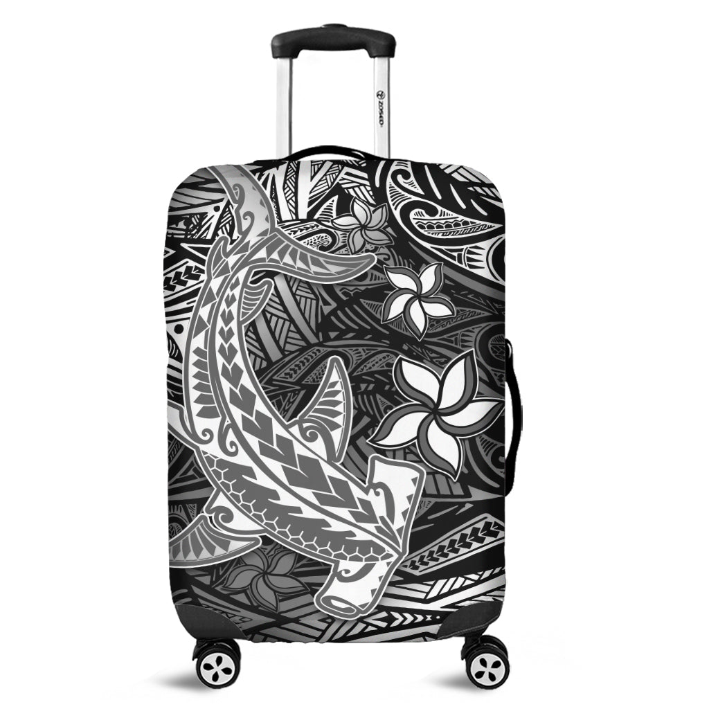 Polynesian Luggage Cover Black Hawaiian Tribal Hammerhead Shark - Wonder Print Shop