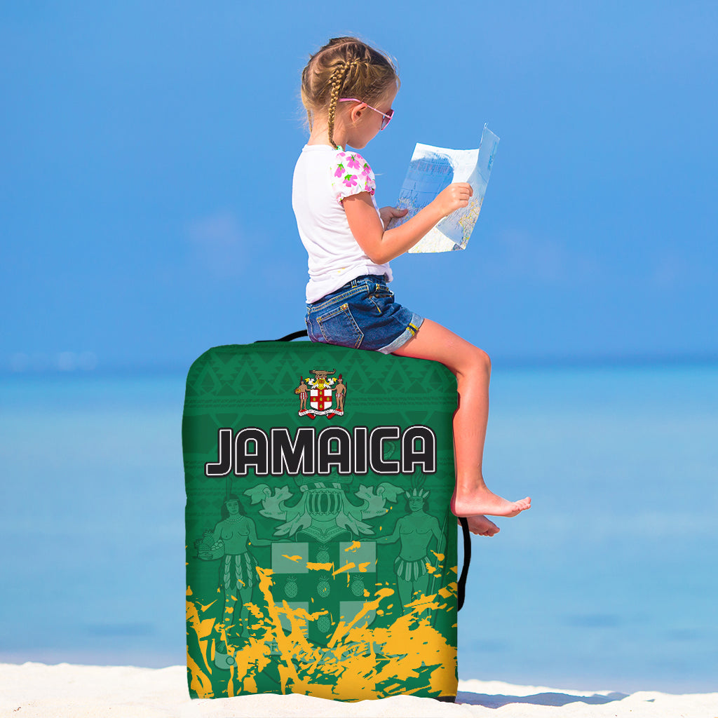 Jamaica Athletics Luggage Cover Jamaican Flag With African Pattern Sporty Style - Wonder Print Shop