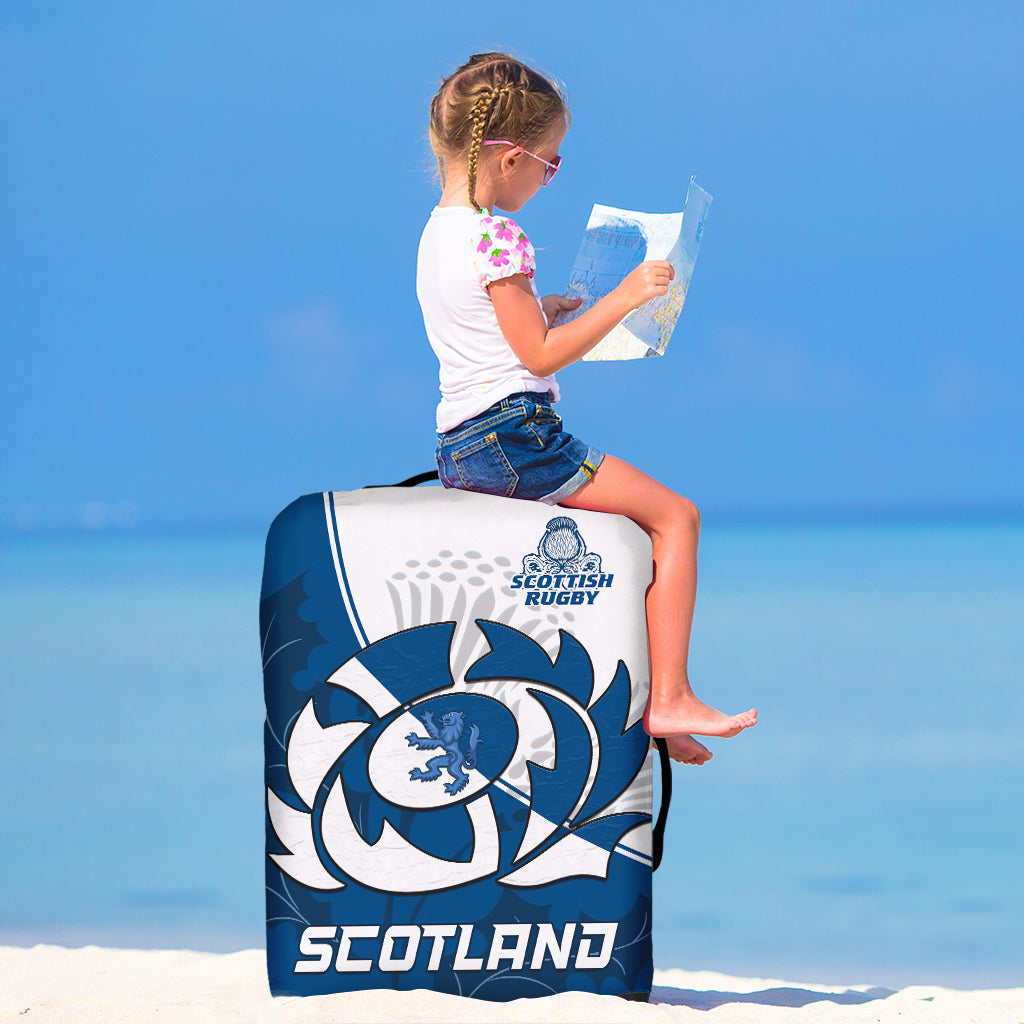 Scotland Rugby Luggage Cover Scottish Coat Of Arms Mix Thistle Newest Version - Wonder Print Shop