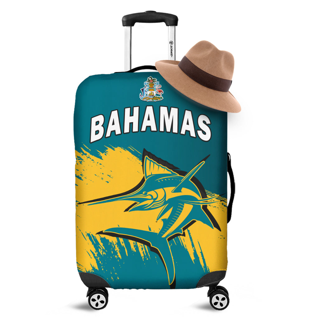 Bahamas Luggage Cover Blue Marlin With Bahamian Coat Of Arms - Wonder Print Shop