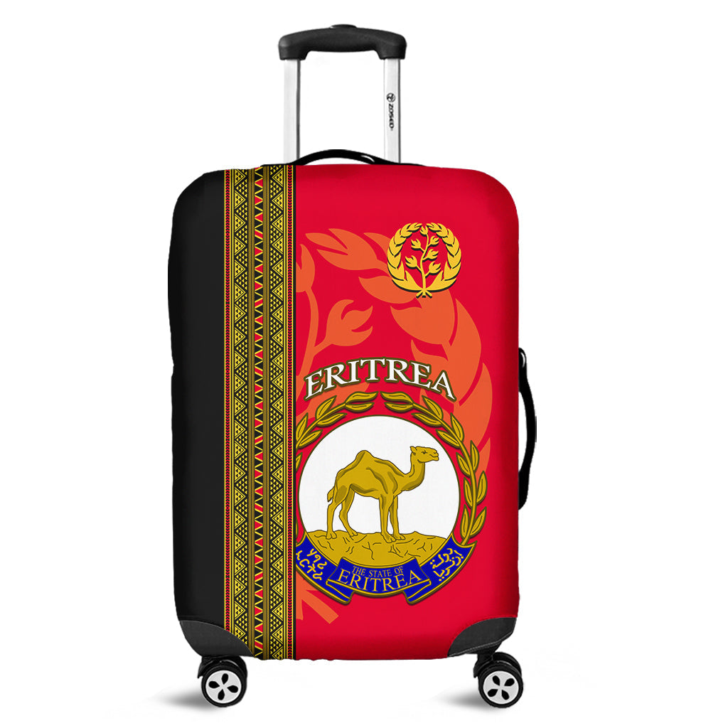 Eritrea Luggage Cover African Pattern Happy Independence Day Version Black Ver.01 - Wonder Print Shop