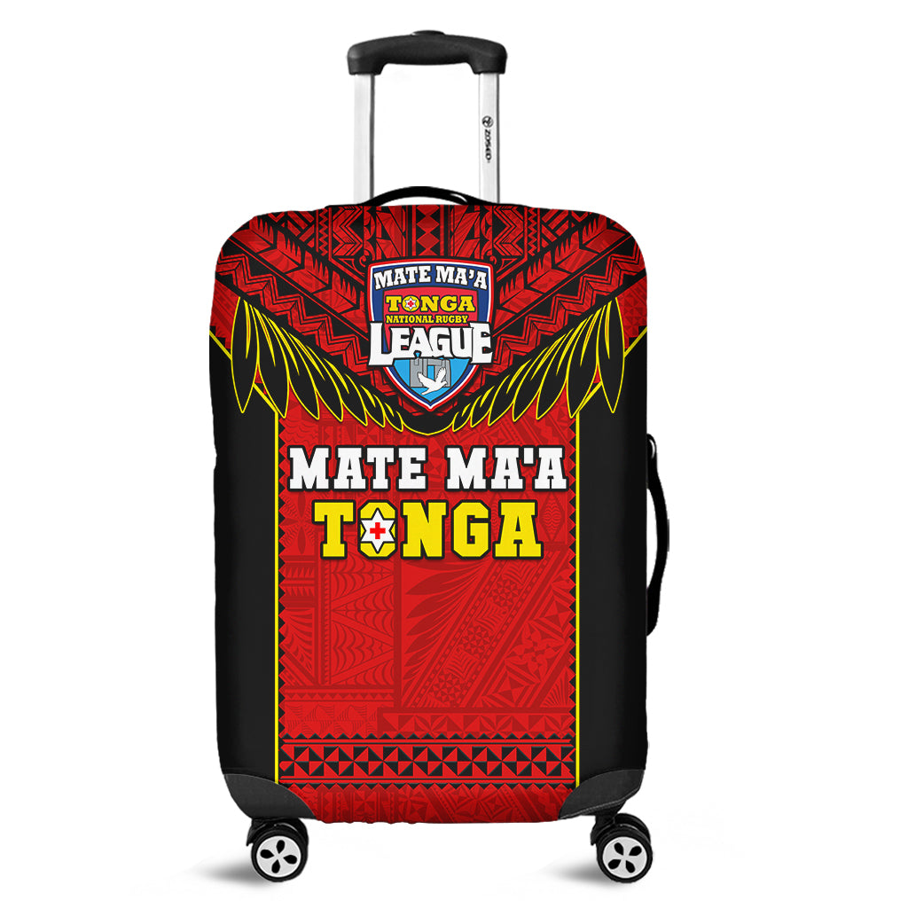 Tonga Rugby Luggage Cover Mate Maa Tonga Pacific Ngatu Black - Wonder Print Shop