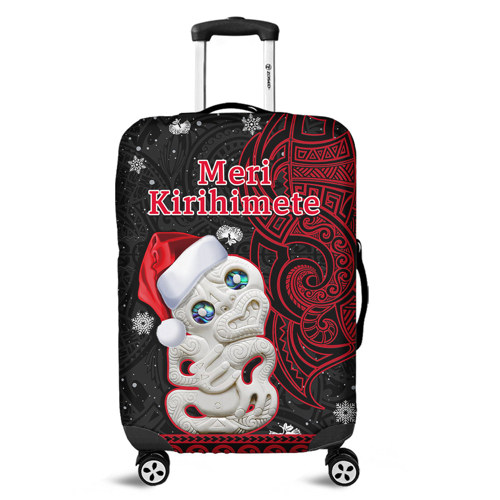 New Zealand Christmas Luggage Cover Hei Tiki Red Pohutukawa Meri Kirihimete - Wonder Print Shop