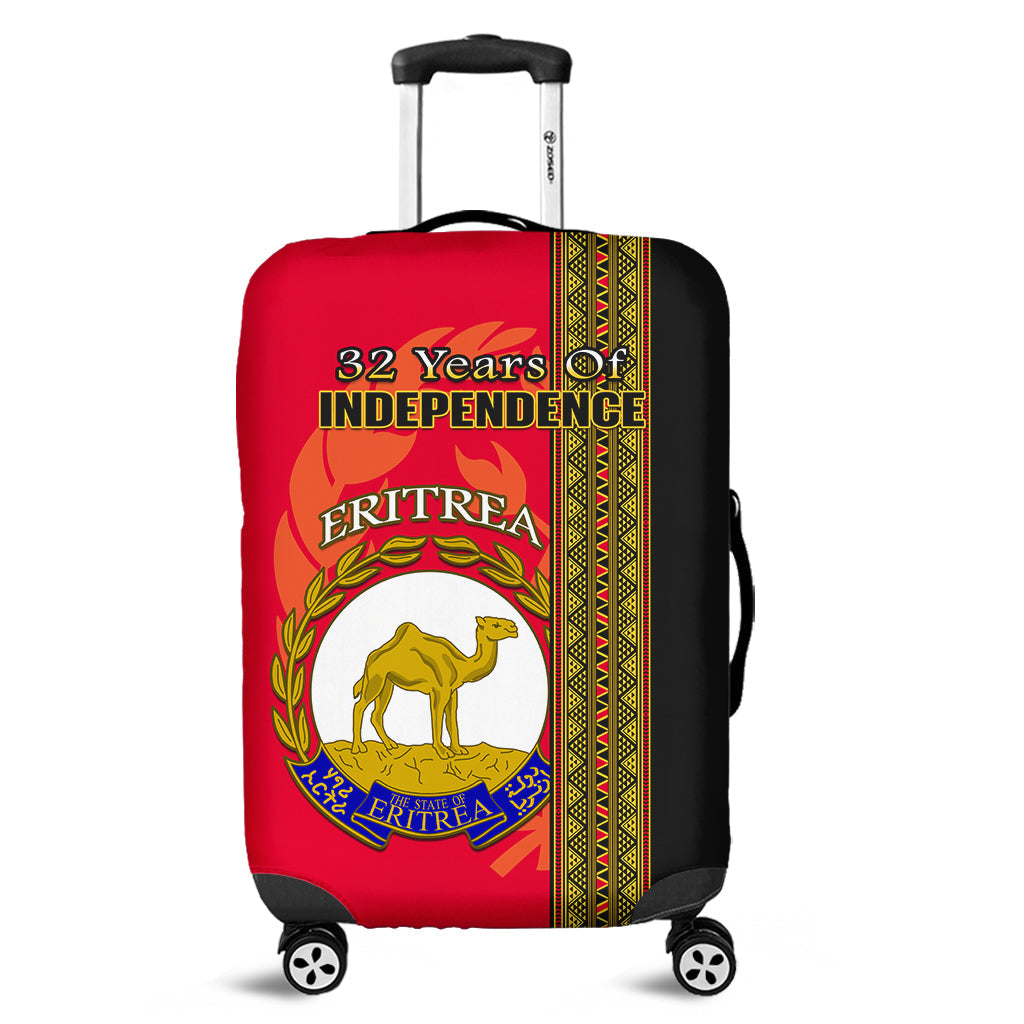Eritrea Luggage Cover African Pattern Happy Independence Day Version Black Ver.02 - Wonder Print Shop