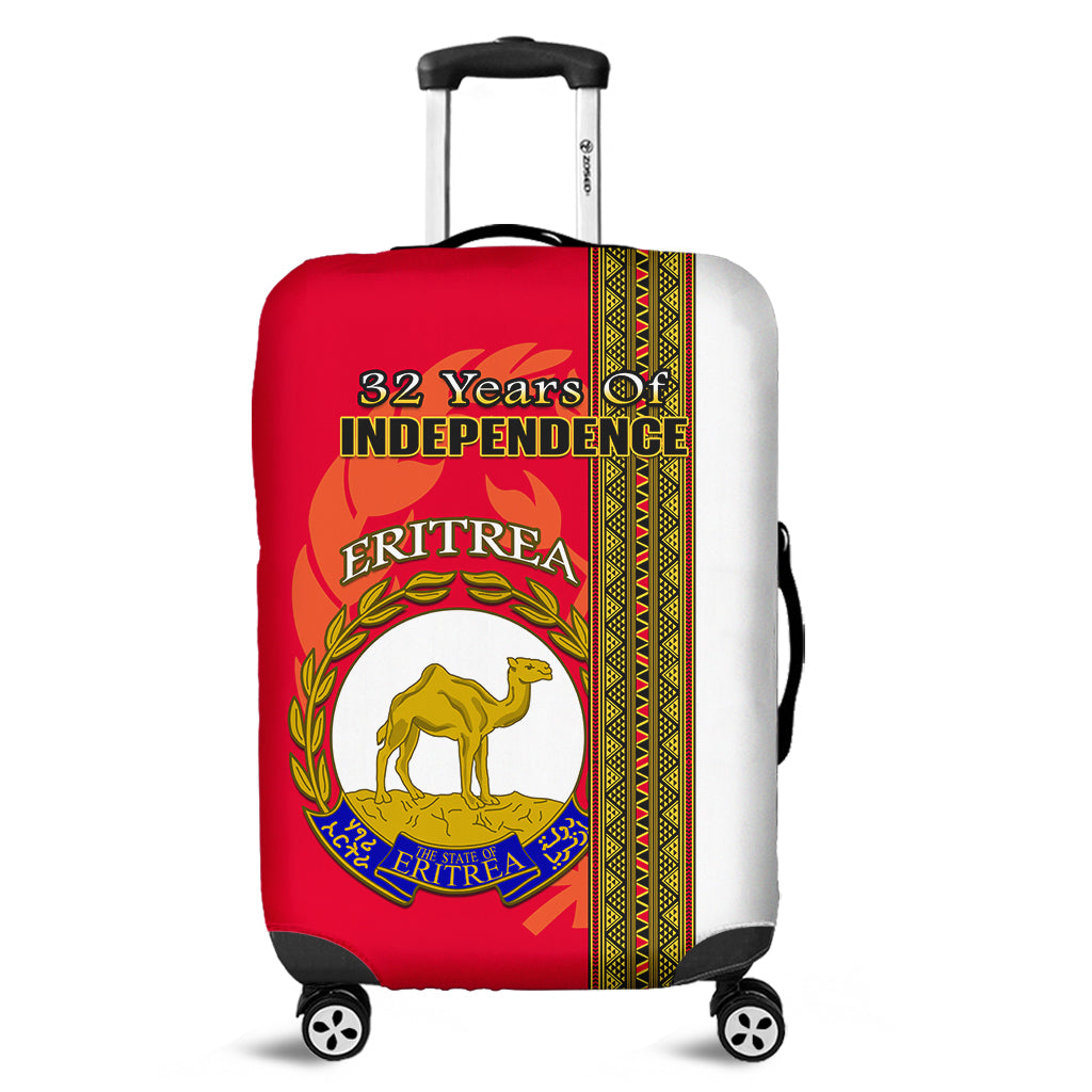 Eritrea Luggage Cover African Pattern Happy Independence Day Version White Ver.02 - Wonder Print Shop