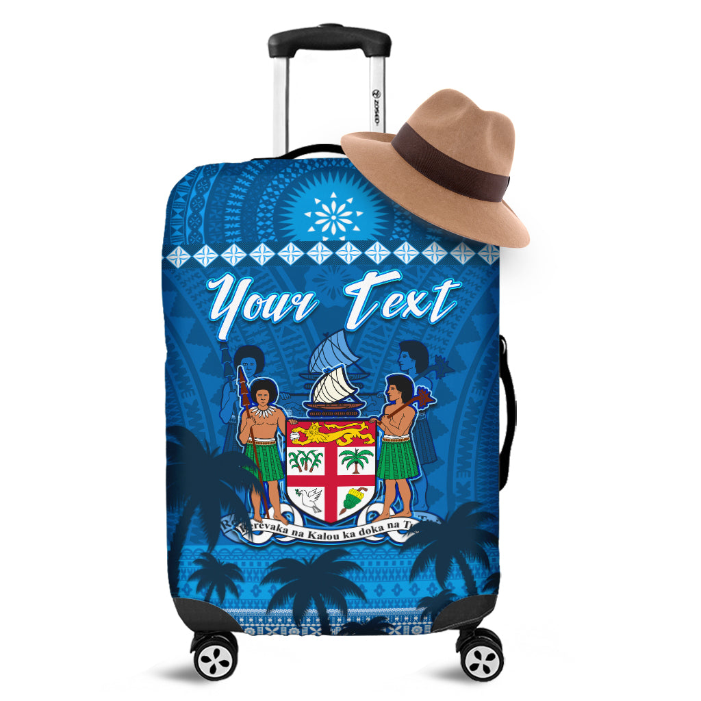 Custom Personalised Bula Fiji Day Luggage Covers Fijian Tapa with Palm Tree 52nd Anniversary LT13 - Wonder Print Shop