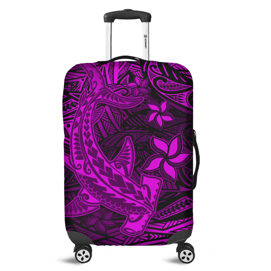 Polynesian Luggage Cover Pink Hawaiian Tribal Hammerhead Shark - Wonder Print Shop