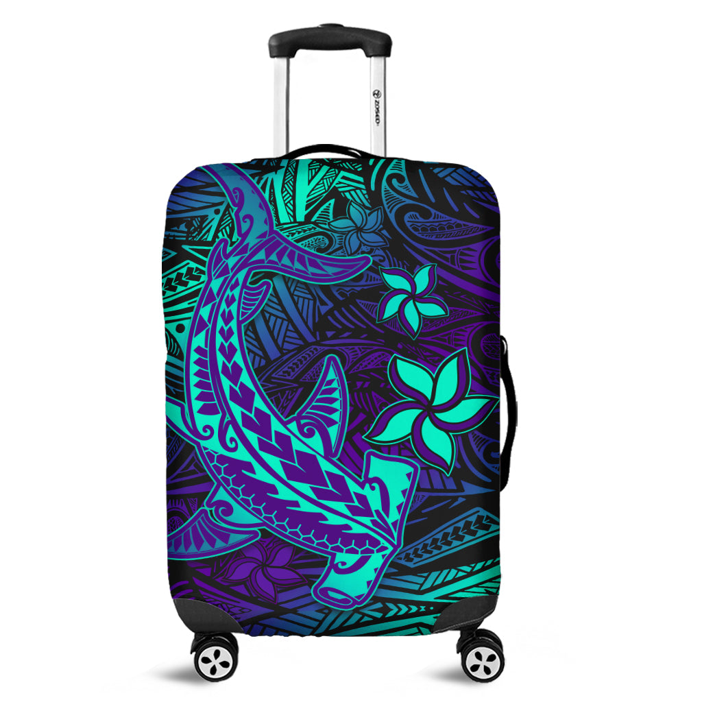 Polynesian Luggage Cover Purple Paradise Hawaiian Tribal Hammerhead Shark - Wonder Print Shop