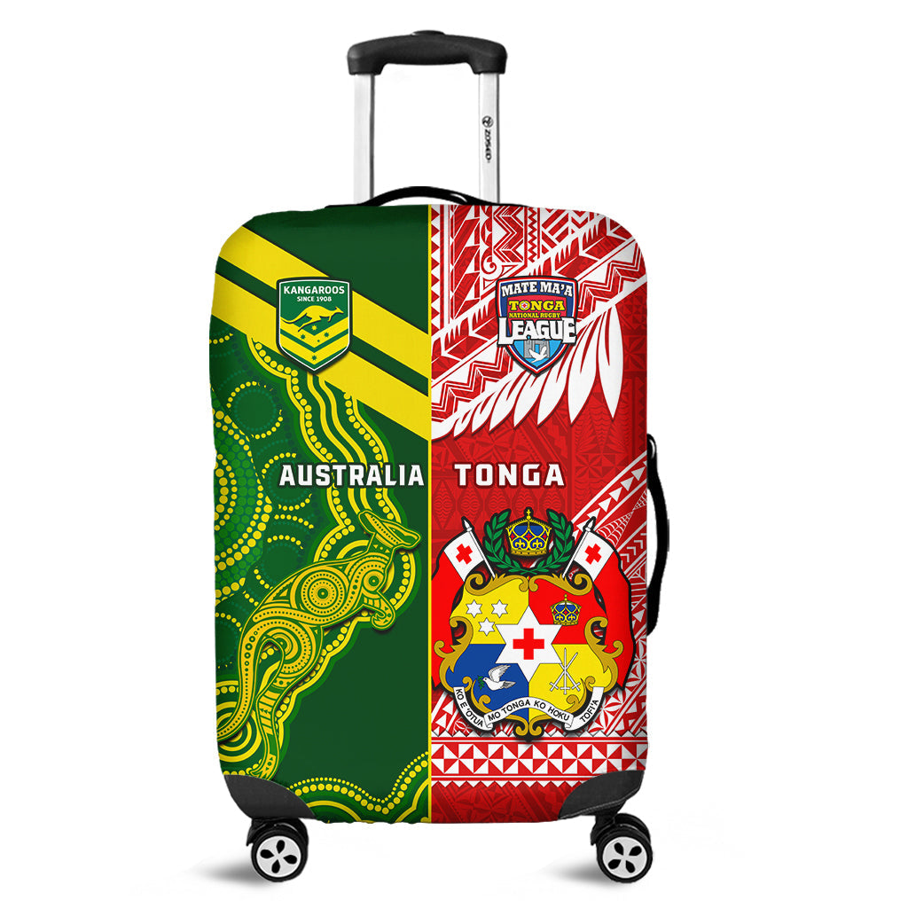 Tonga And Australia Rugby Luggage Cover Mate Maa Tonga Mix Kangaroos - Wonder Print Shop