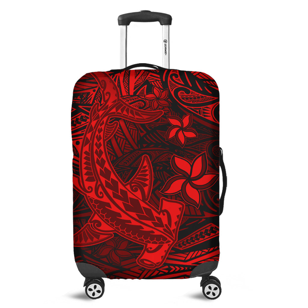 Polynesian Luggage Cover Red Hawaiian Tribal Hammerhead Shark - Wonder Print Shop