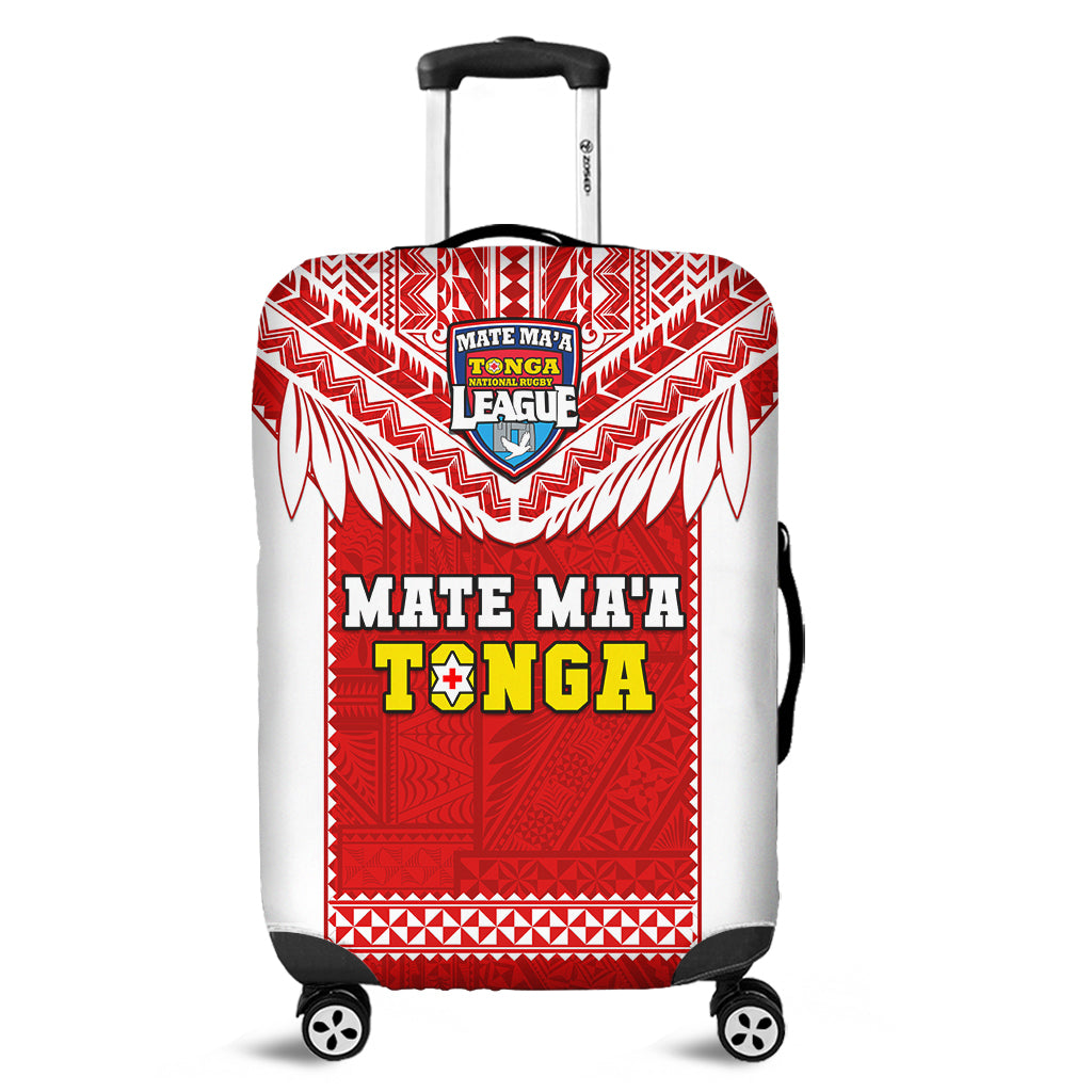 Tonga Rugby Luggage Cover Mate Maa Tonga Pacific Ngatu White - Wonder Print Shop