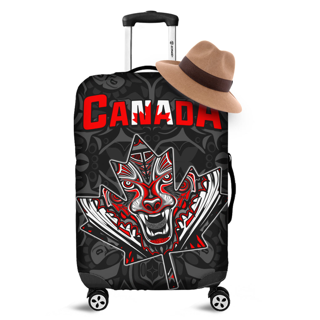 Canada Wolf Luggage Covers Haida and Maple Leaf LT13 - Wonder Print Shop