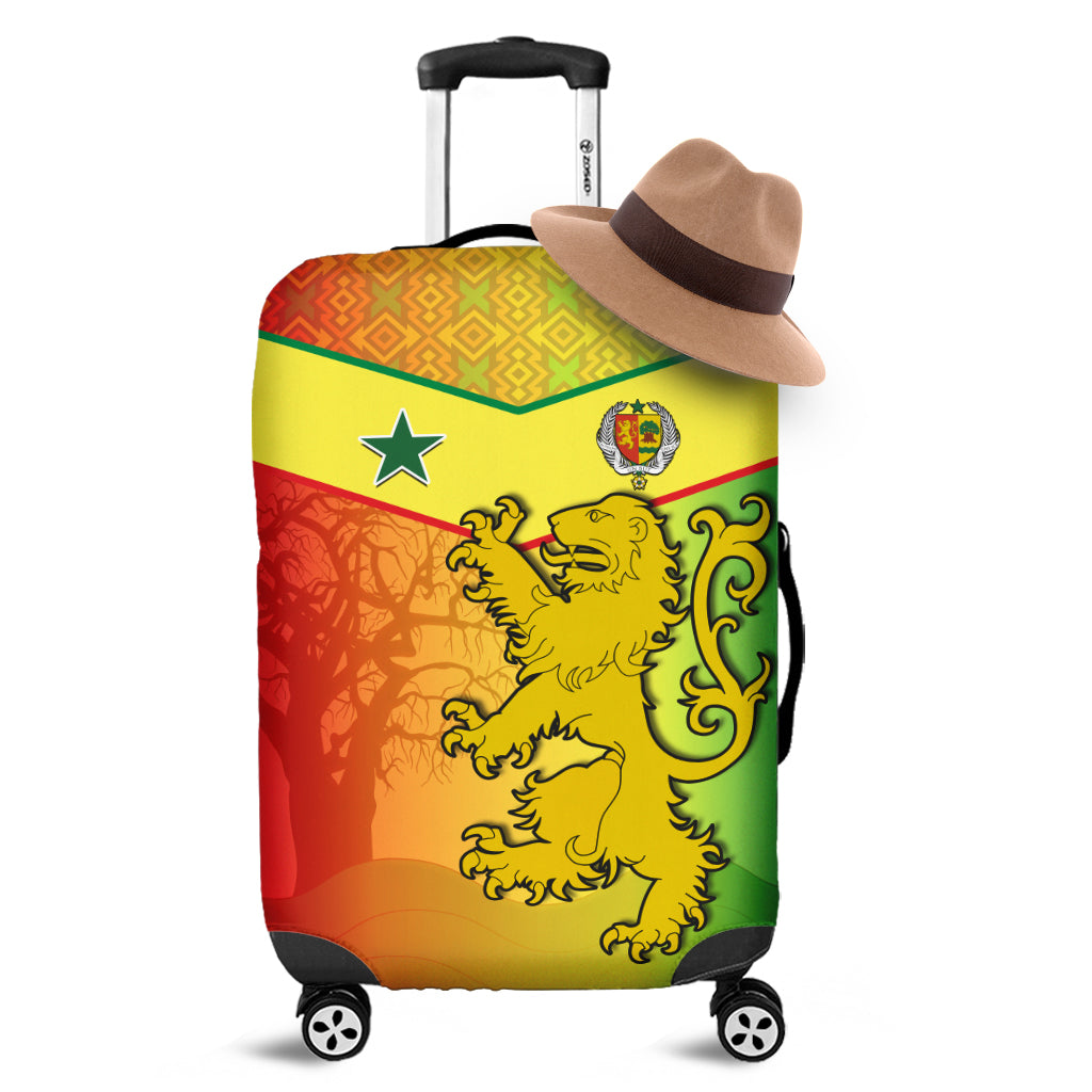 Senegal Luggage Cover Lion With Senegal Map Reggae Style - Wonder Print Shop
