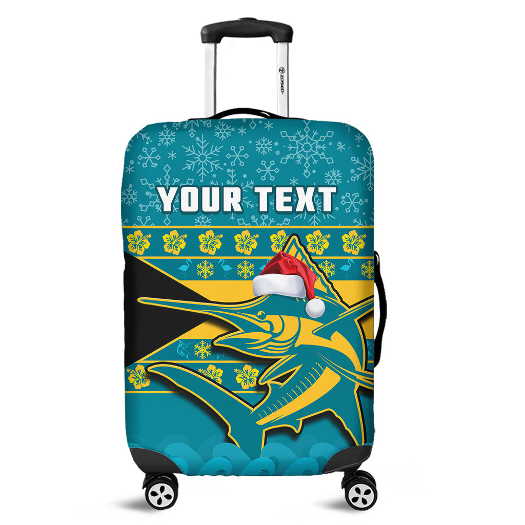 (Custom Personalised) Bahamas Luggage Cover Bahamian Blue Marlin Merry Christmas - Wonder Print Shop