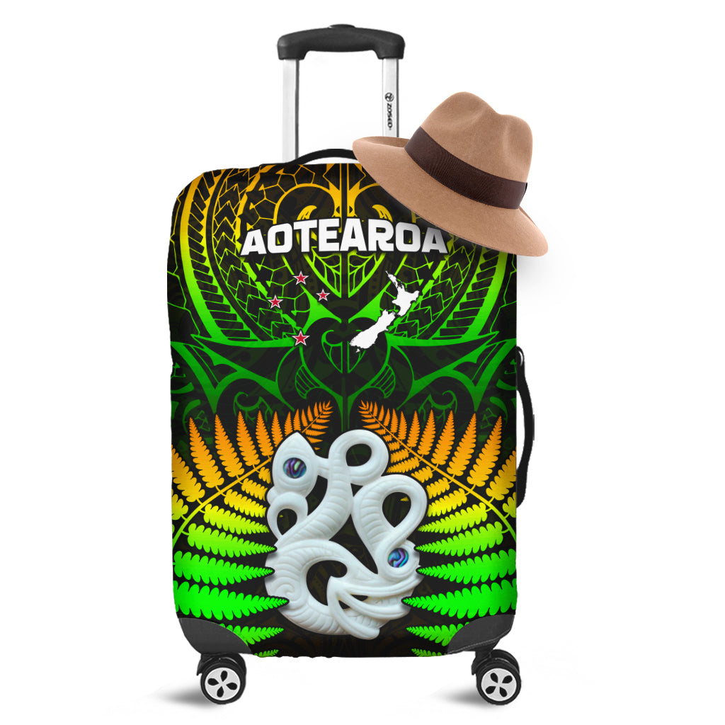 Aotearoa Fern Luggage Covers New Zealand Hei Tiki Special Style LT13 - Wonder Print Shop