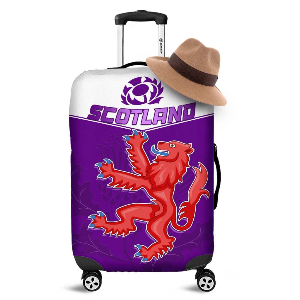 Scottish Rugby Luggage Cover Map Of Scotland Thistle Purple Version - Wonder Print Shop