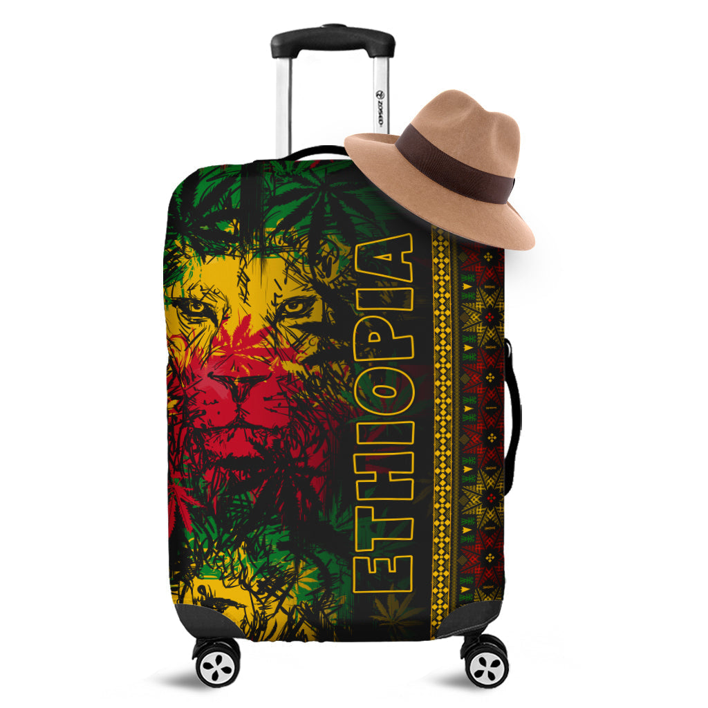 Ethiopia Lion Reggae Luggage Cover Ethiopian Cross LT13 - Wonder Print Shop