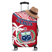 Samoa Luggage Cover Samoan Coat Of Arms With Coconut Red Style - Wonder Print Shop