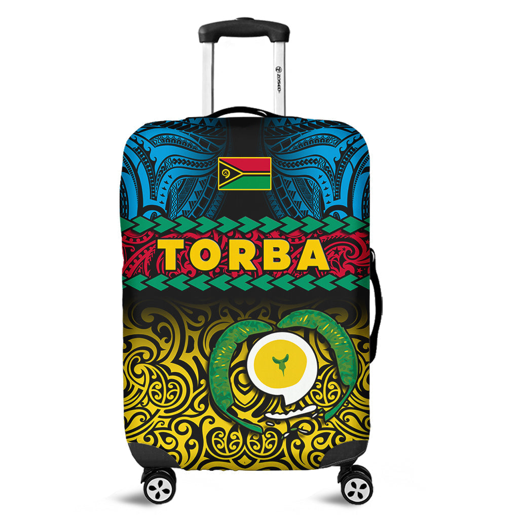 Torba Province Luggage Cover Vanuatu Pig Tusk Polynesian Flag Style - Wonder Print Shop