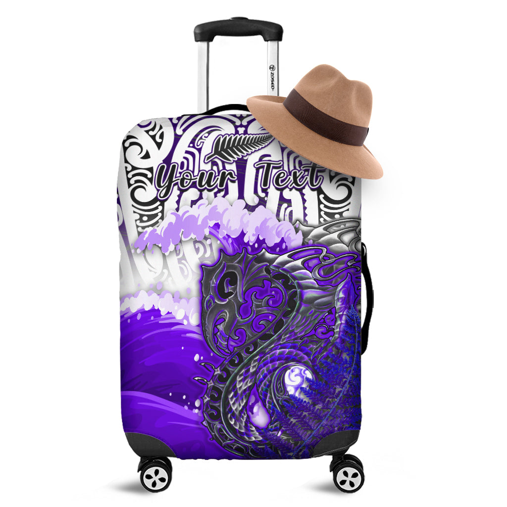 Custom Personalised Manaia Maori Luggage Covers Fern Aotearoa Purple Waves LT13 - Wonder Print Shop