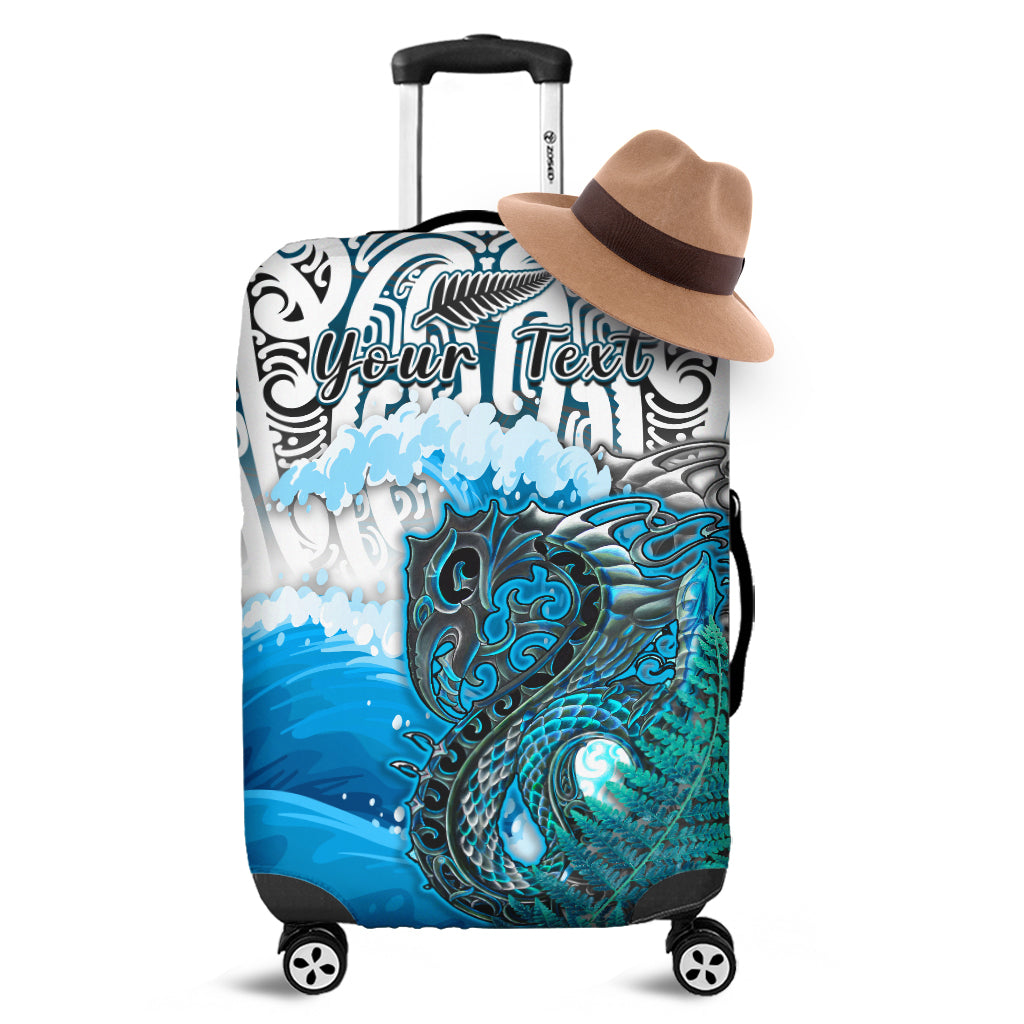 Custom Personalised Manaia Maori Luggage Covers Fern Aotearoa Blue Waves LT13 - Wonder Print Shop
