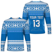 (Custom Text and Number) Bula Fiji Long Sleeve Shirt Tapa Pattern LT13 - Wonder Print Shop